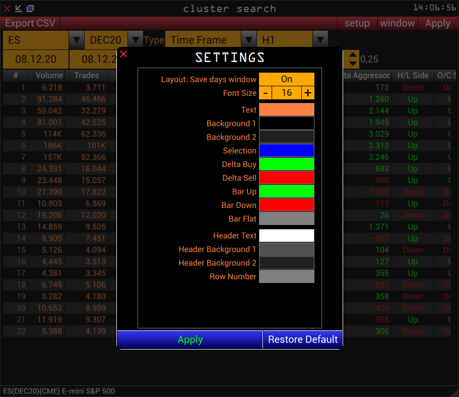 Cluster Search Settings
