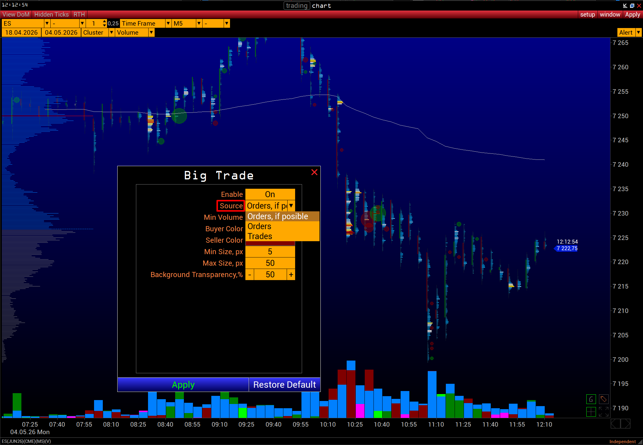 Big Trade Source setting
